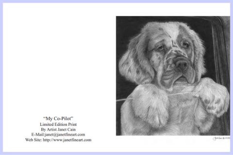 "My Co-Pilot" (Clumber Spaniel) Note Cards