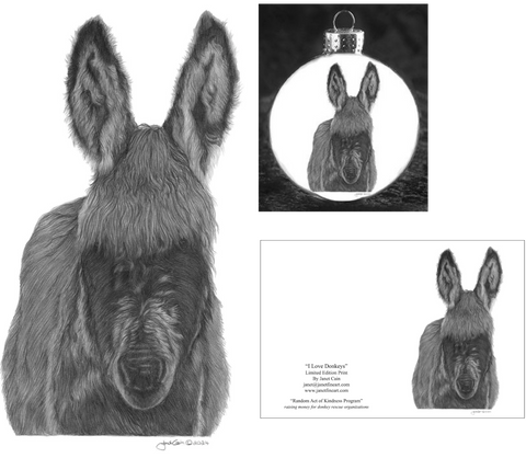 Prints for "Random Act Of Kindness" Supporting Donkey Rescue Organizations