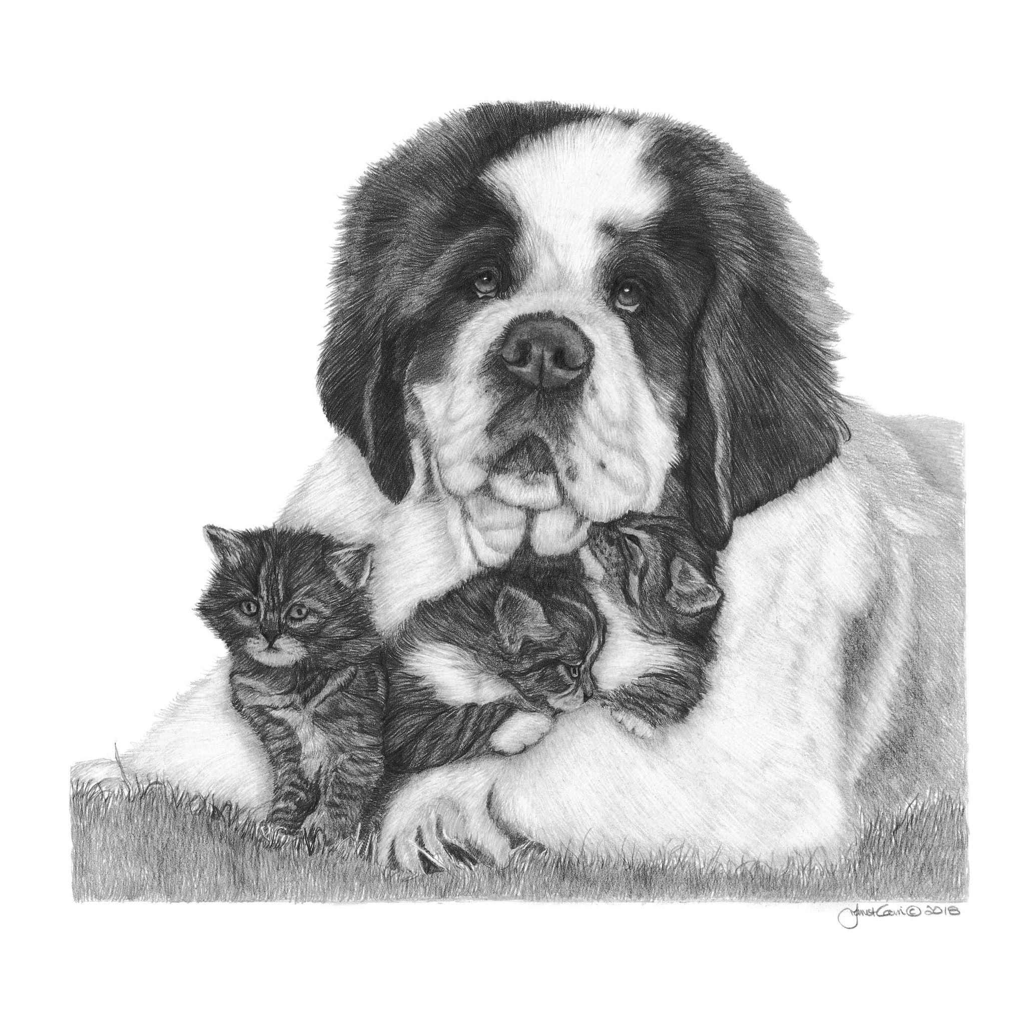 "A Safe Place"  MINIATURE - Saint Bernard
