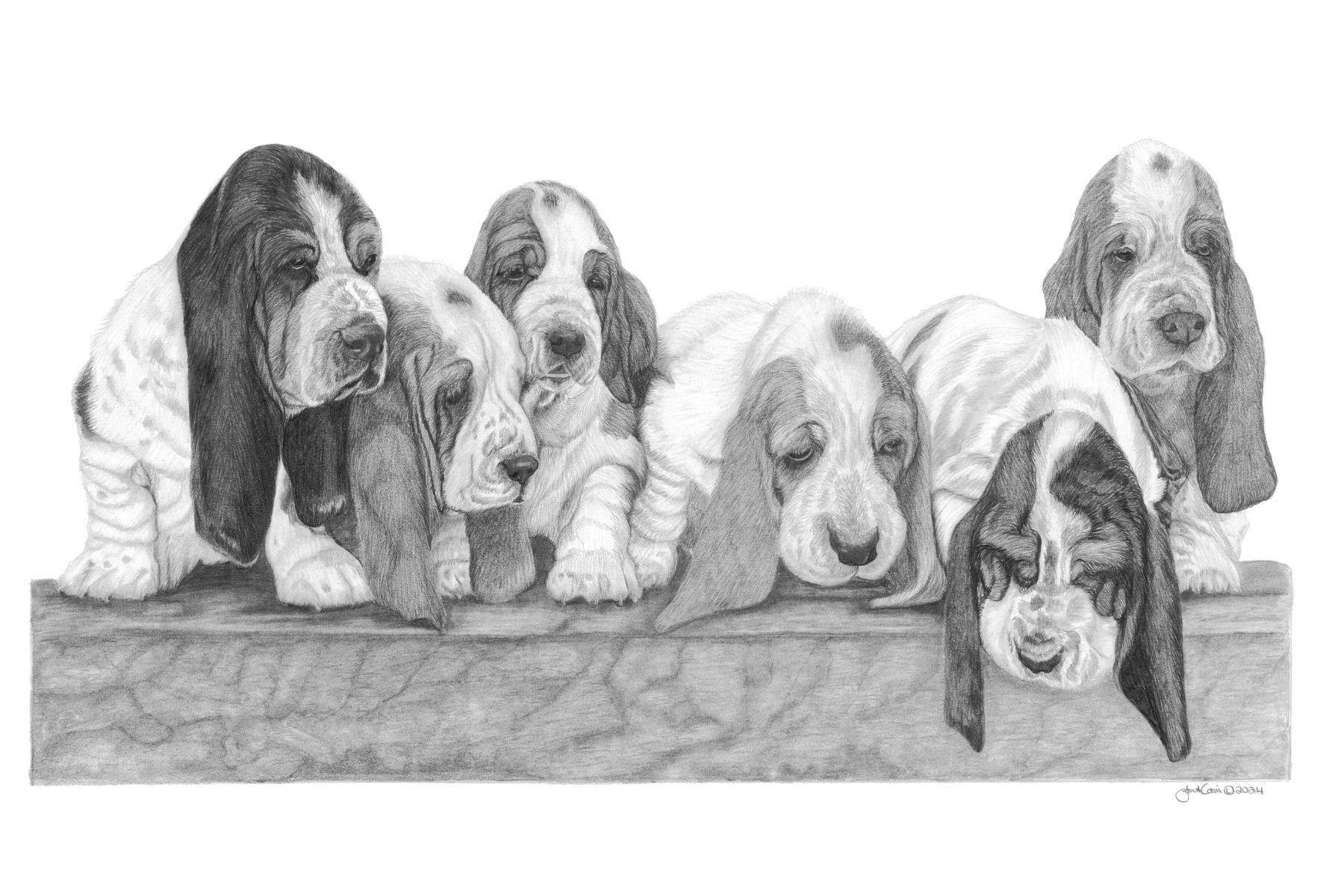 "Family Portrait" Basset MINIATURE