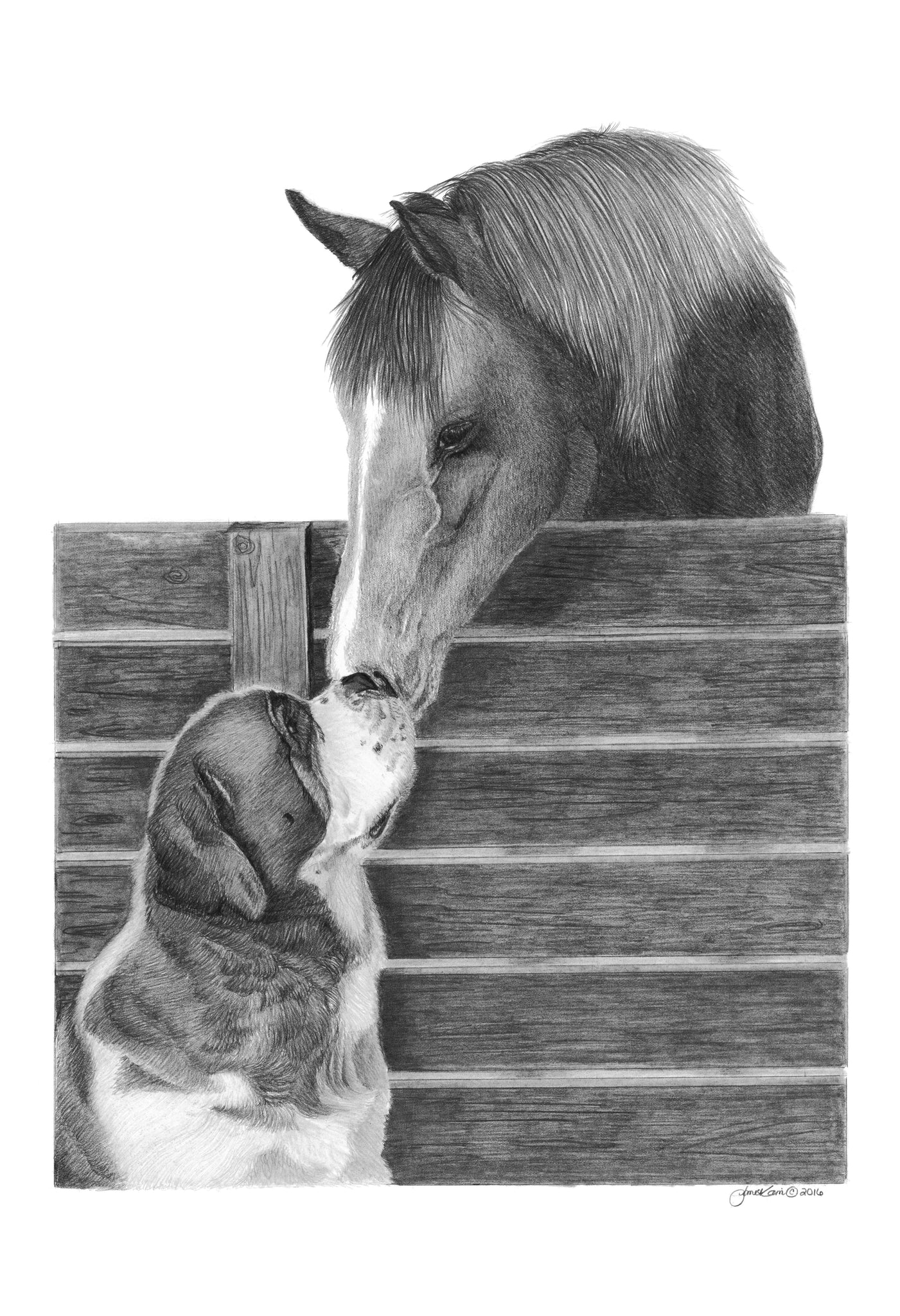 "Morning Visit"  MINIATURE - Saint Bernard