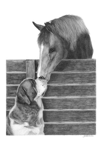 "Morning Visit"  MINIATURE - Saint Bernard