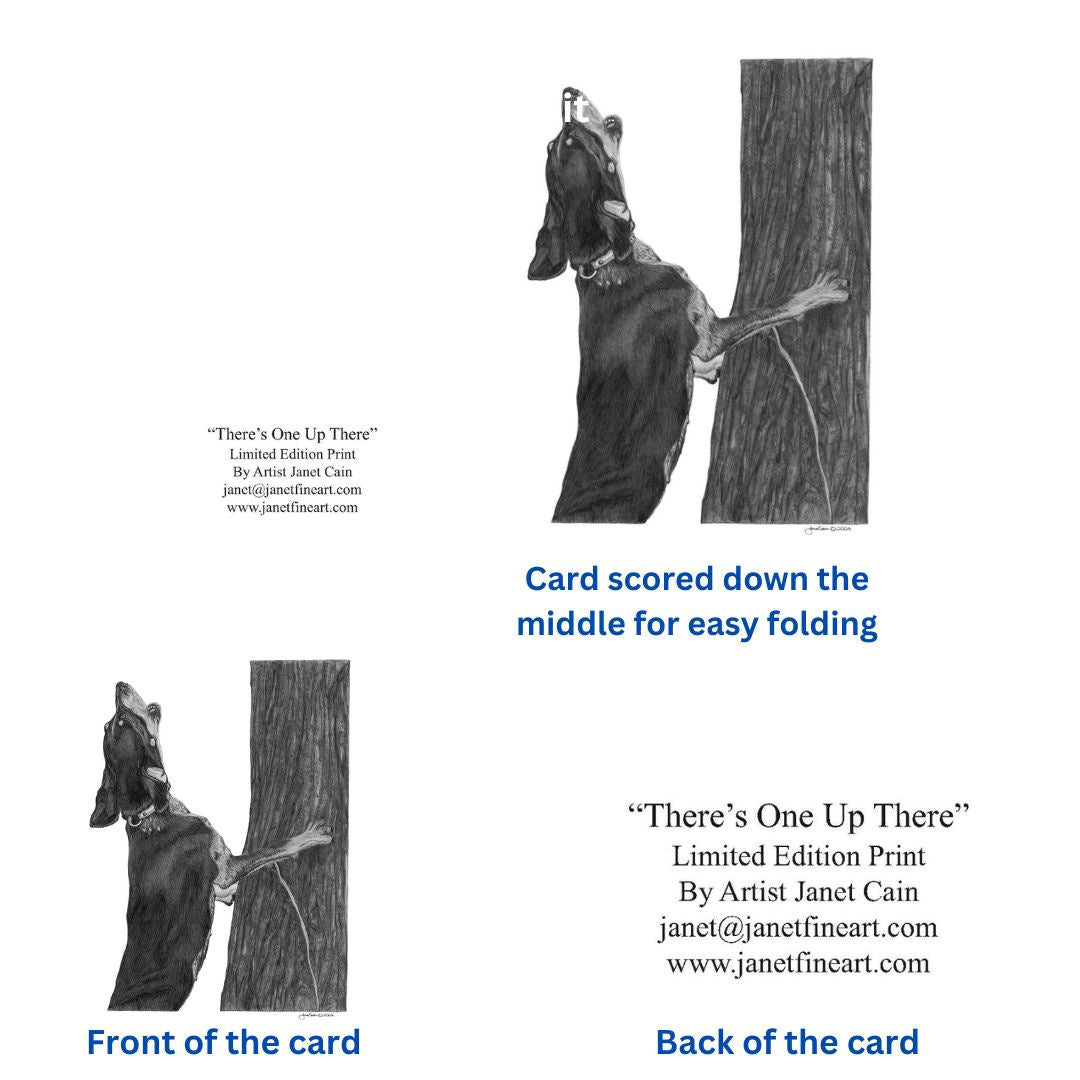 "There's One Up There" Coonhound Note Card