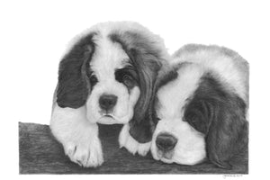 "Two of a Kind"  MINIATURE - Saint Bernard