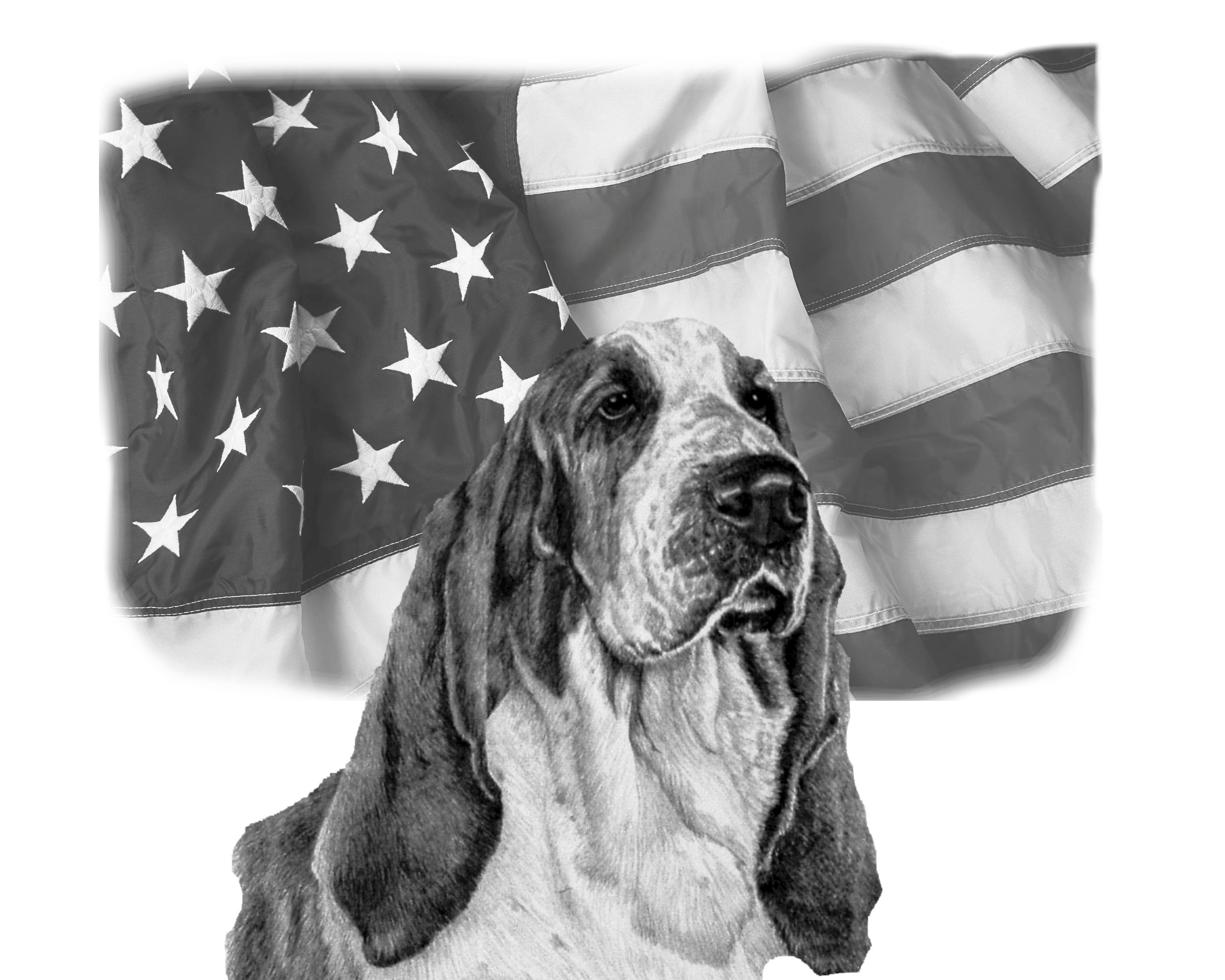 "Basset (Patriotic)" MINATURES & NOTE CARDS