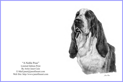 "A Noble Pose" (Basset) Note Cards